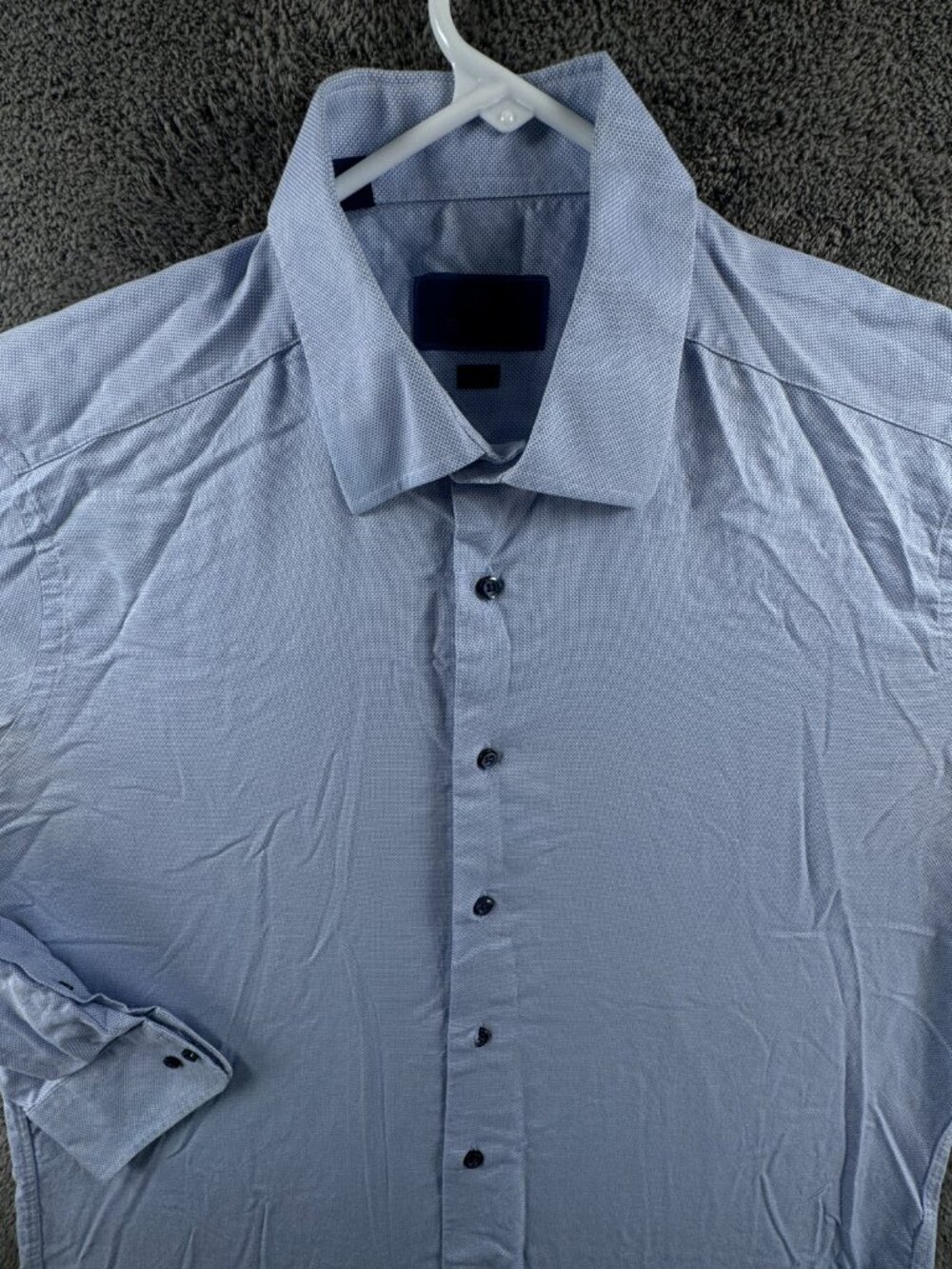 David Donahue Dress Shirt Men 17.5 34/35 Trim Fit Button Up Long Sleeve Blue